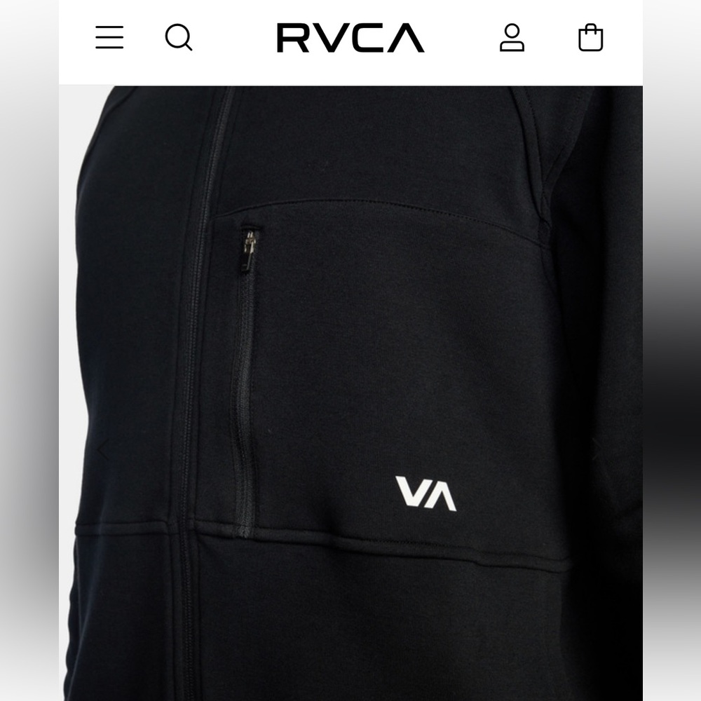 NWT RVCA Sport Tech II Black Zip-Up soft Hoodie size S - Picture 4 of 9